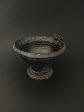 Load image into Gallery viewer, Handmade Black Pedestal Bowl with Oil Skin Glaze