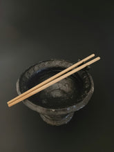 Load image into Gallery viewer, Handmade Black Pedestal Bowl with Oil Skin Glaze