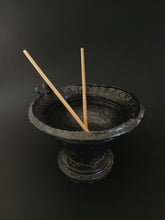 Load image into Gallery viewer, Handmade Black Pedestal Bowl with Oil Skin Glaze