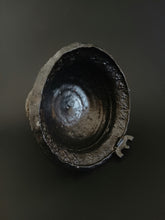 Load image into Gallery viewer, Handmade Black Pedestal Bowl with Oil Skin Glaze