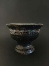 Load image into Gallery viewer, Handmade Black Pedestal Bowl with Oil Skin Glaze