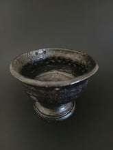Load image into Gallery viewer, Handmade Black Pedestal Bowl with Oil Skin Glaze