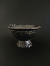 Load image into Gallery viewer, Handmade Black Pedestal Bowl with Oil Skin Glaze
