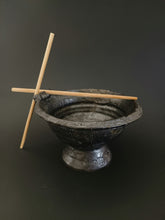 Load image into Gallery viewer, Handmade Black Pedestal Bowl with Oil Skin Glaze