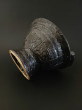 Load image into Gallery viewer, Handmade Black Pedestal Bowl with Oil Skin Glaze
