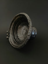 Load image into Gallery viewer, Handmade Black Pedestal Bowl with Oil Skin Glaze