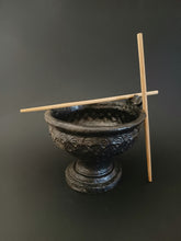 Load image into Gallery viewer, Handmade Black Pedestal Bowl with Oil Skin Glaze