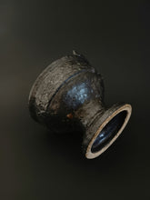 Load image into Gallery viewer, Handmade Black Pedestal Bowl with Oil Skin Glaze