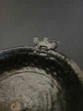 Load image into Gallery viewer, Handmade Black Pedestal Bowl with Oil Skin Glaze
