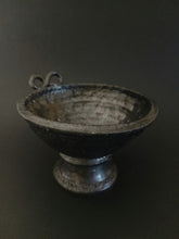 Load image into Gallery viewer, Handmade Black Pedestal Bowl with Oil Skin Glaze