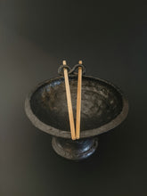 Load image into Gallery viewer, Handmade Black Pedestal Bowl with Oil Skin Glaze