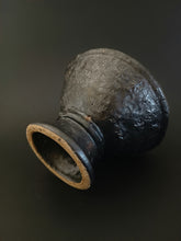 Load image into Gallery viewer, Handmade Black Pedestal Bowl with Oil Skin Glaze
