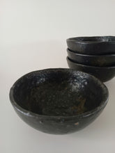Load image into Gallery viewer, Pinched Black Bowl with Oil Skin Glaze
