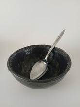 Load image into Gallery viewer, Pinched Black Bowl with Oil Skin Glaze
