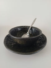 Load image into Gallery viewer, Pinched Black Bowl with Oil Skin Glaze