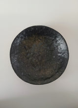 Load image into Gallery viewer, Pinched Black Low Bowl with Oil Skin Glaze