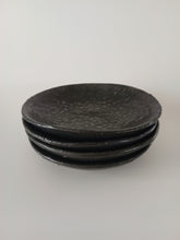 Load image into Gallery viewer, Pinched Black Low Bowl with Oil Skin Glaze